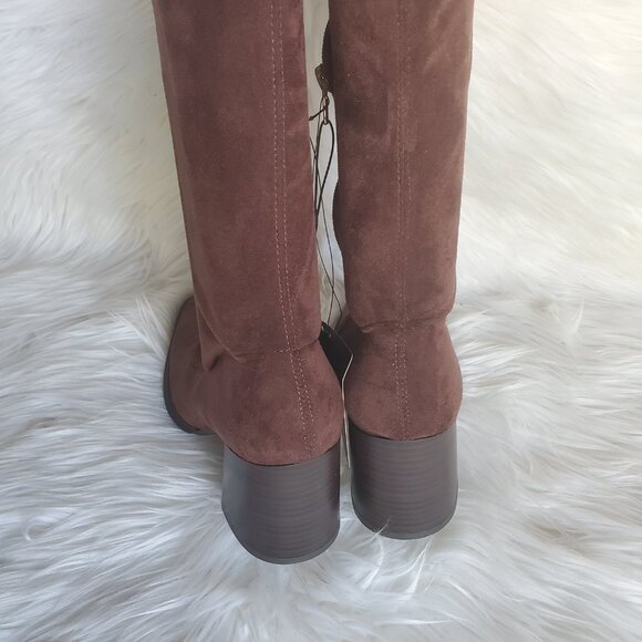 Forever 21 Brown Over The Knee Side Zipper Suede Boot SZ 6 - Picture 4 of 13